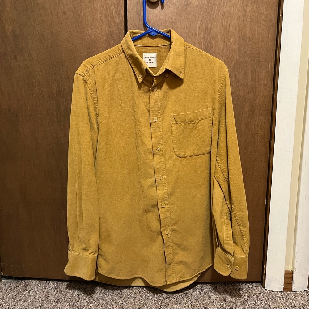 Men’s corduroy-esque cozy button-up